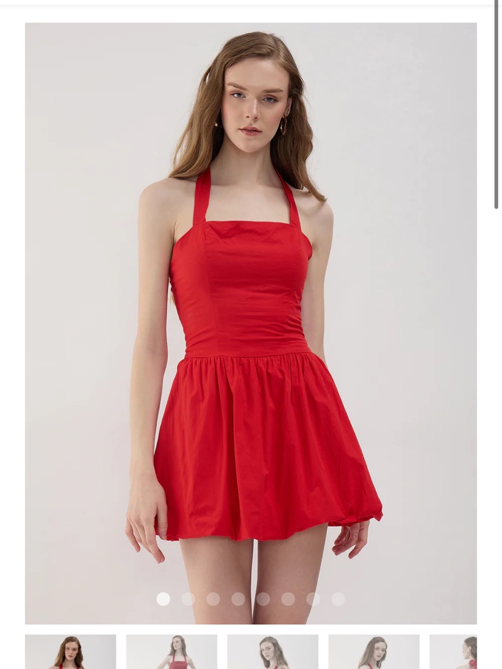 Women's Red Halter Mini Dress with Fitted Bodice